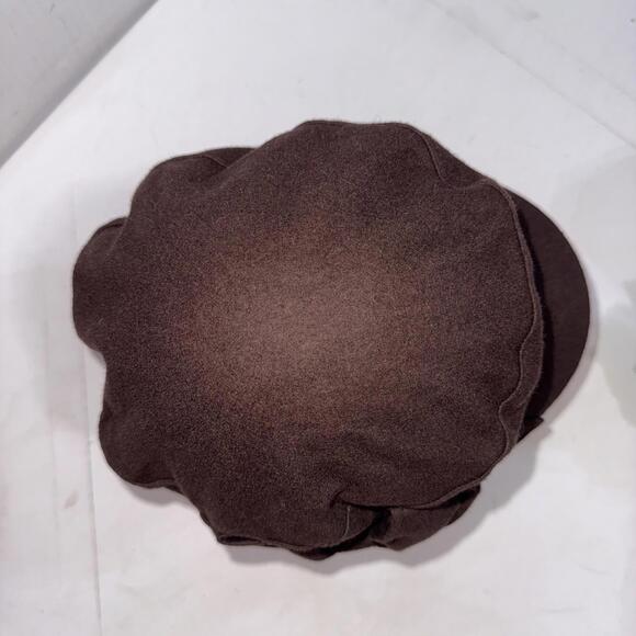 August Y2K Style Bow Brown Newsboy One Size Boho Hippie Wool Blend Ladies Hat - Picture 4 of 11